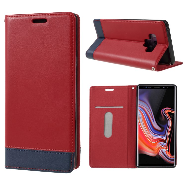 

Two-tone Splicing Stand Split Leather Mobile Cover for Samsung Galaxy Note9 N960 - Red