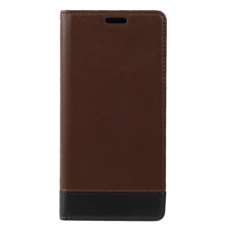 

Two-tone Splicing Stand Split Leather Phone Shell for Samsung Galaxy Note9 N960 - Coffee
