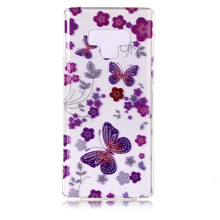 

Patterned Flash Powder TPU Cell Phone Cover for Samsung Galaxy Note9 N960 - Butterfly and Flower