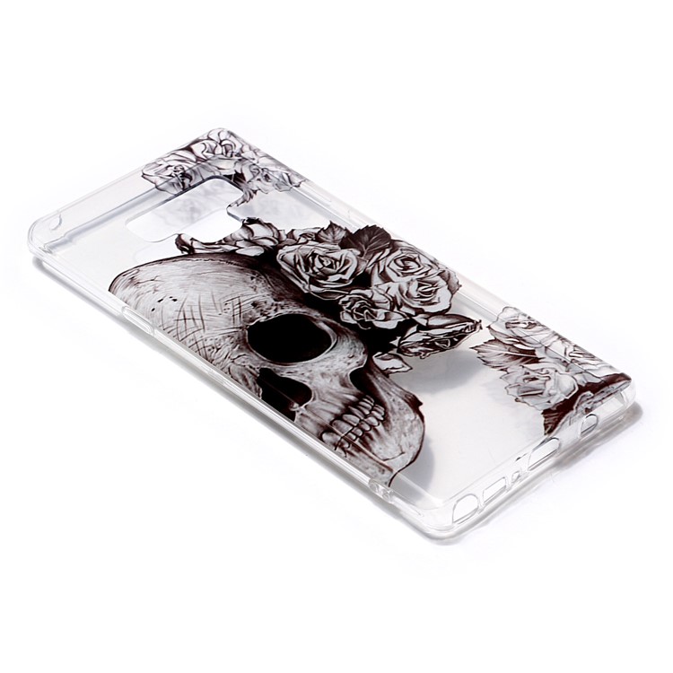 Patterned TPU Back Case for Samsung Galaxy Note9 SM-N960 - Flowers and Skull-2