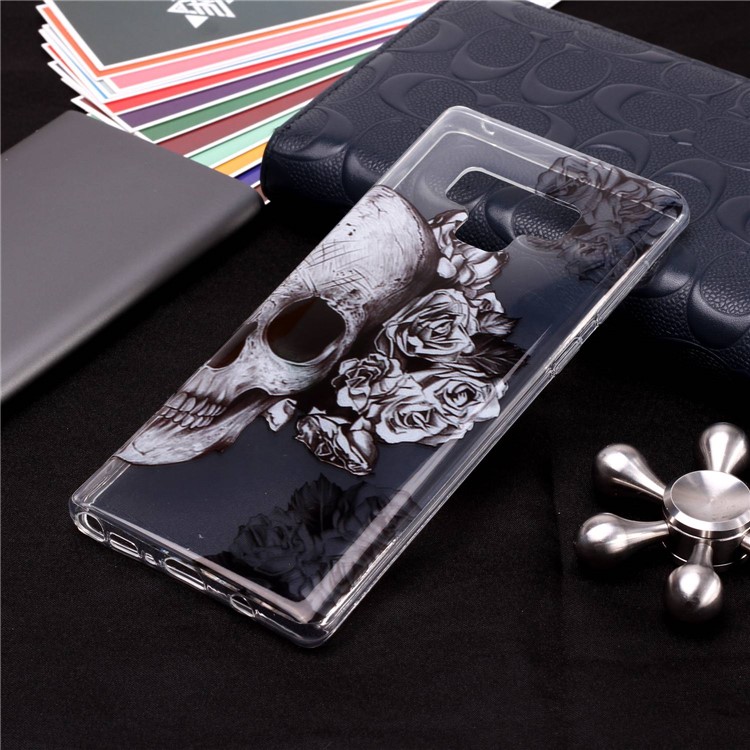 Patterned TPU Back Case for Samsung Galaxy Note9 SM-N960 - Flowers and Skull-4