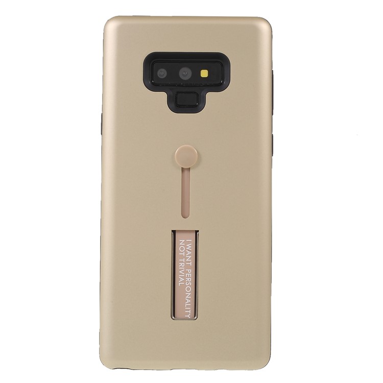 

Kickstand Finger Grip PC TPU Hybrid Phone Cover for Samsung Galaxy Note9 N960 - Gold