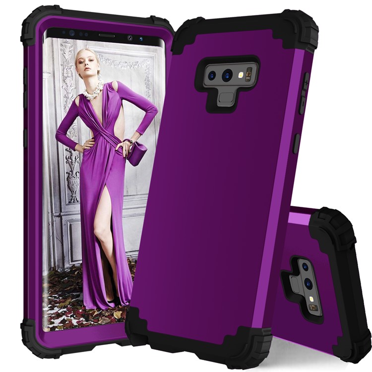 

3-piece PC+Silicone Shockproof Hybrid Accessory Back Case for Samsung Galaxy Note9 N960 - Black / Dark Purple
