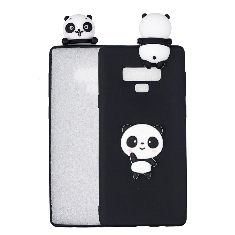 

3D Pattern Soft TPU Cover for Samsung Galaxy Note9 N960 - Panda Waving Hand / Black Background