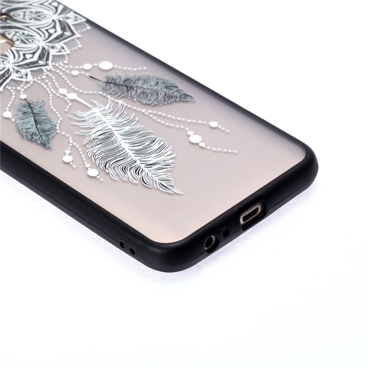 Embossment Pattern Rubberized TPU + PC Hybrid Case for Samsung Galaxy J6 (2018) - Unique Flower and Feather-3