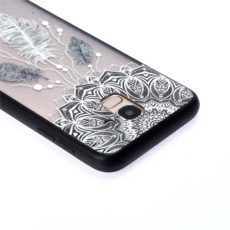 Embossment Pattern Rubberized TPU + PC Hybrid Case for Samsung Galaxy J6 (2018) - Unique Flower and Feather-4