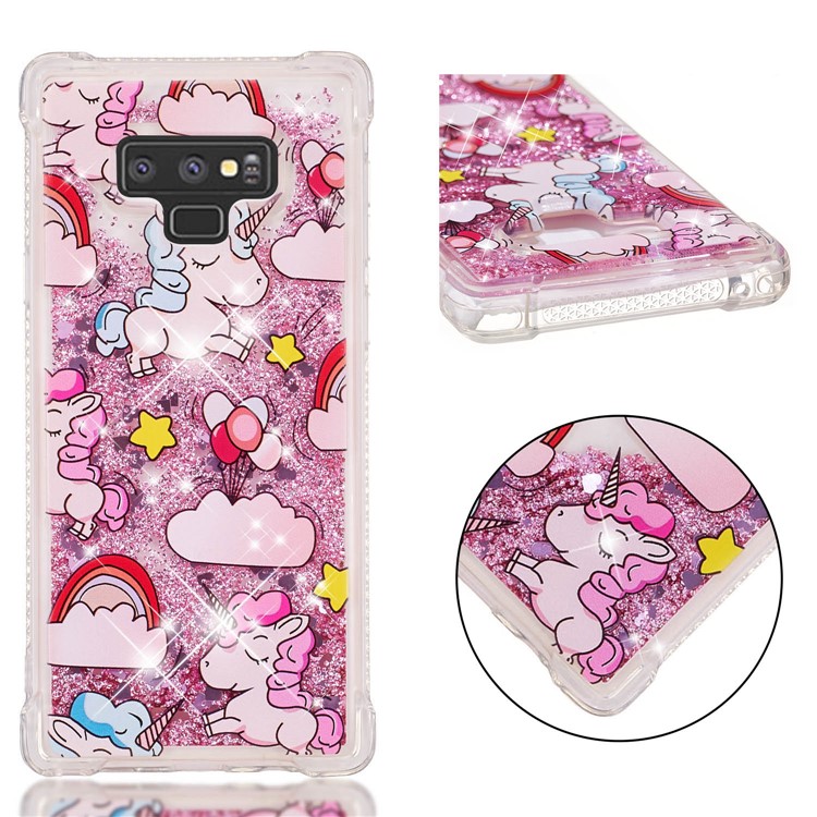 

Glitter Powder Quicksand Shockproof TPU Shell for Samsung Galaxy Note9 N960 - Jumping Unicorn