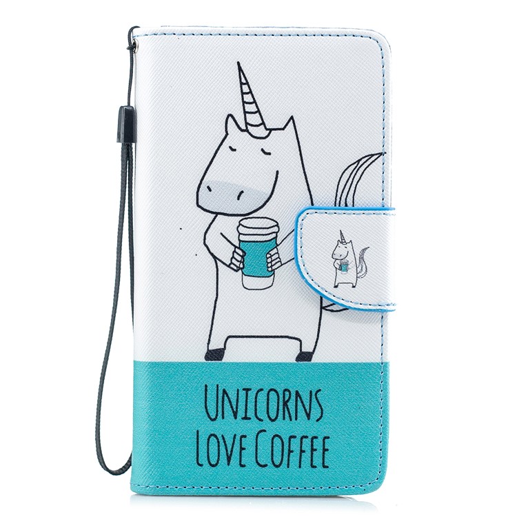 

Pattern Painting Cross Texture Leather Wallet Stand Cell Phone Cover for Samsung Galaxy J6 (2018) - Unicorns Love Coffee, Galaxy J6 (2018)