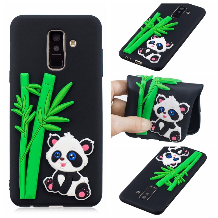 

3D-модель Мультфильма Корпус Аксессуара TPU Для Галактики Samsung A6 + (2018) / A9 Star Lite - Черный Панда И Бамбуковый Узор, Galaxy A6+ (2018)