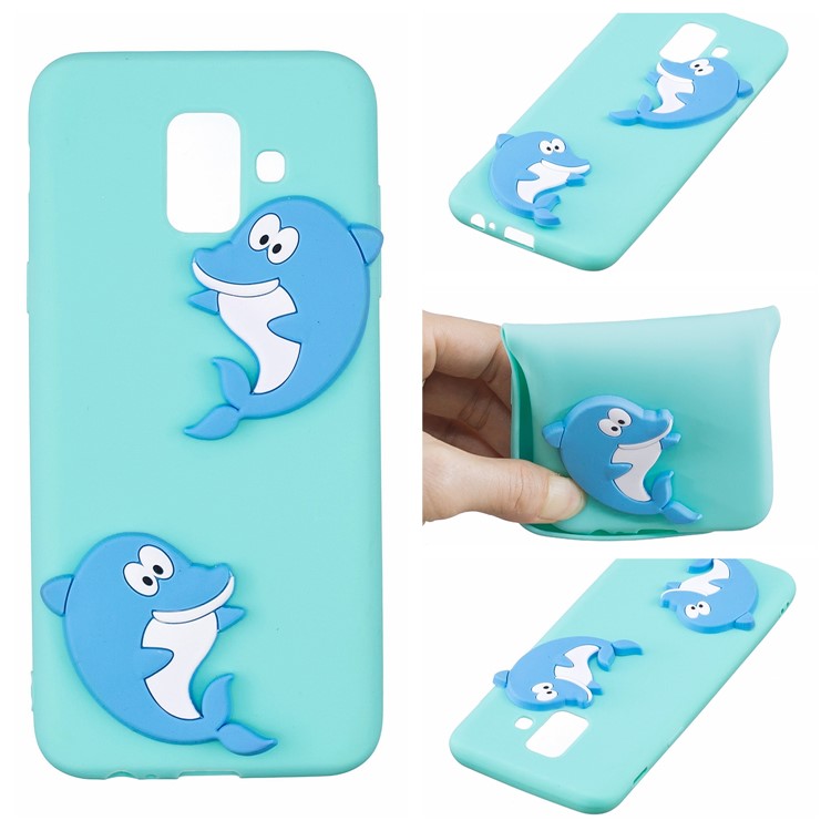 

3D Cartoon Pattern TPU Phone Cover for Samsung Galaxy A6 (2018) - Cyan Case Dolphin Pattern