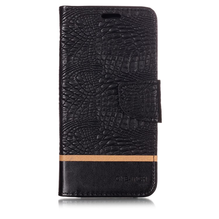 

Crocodile Texture Splicing PU Leather Wallet Stand Case for Samsung Galaxy A6+ (2018) / A9 Star Lite - Black