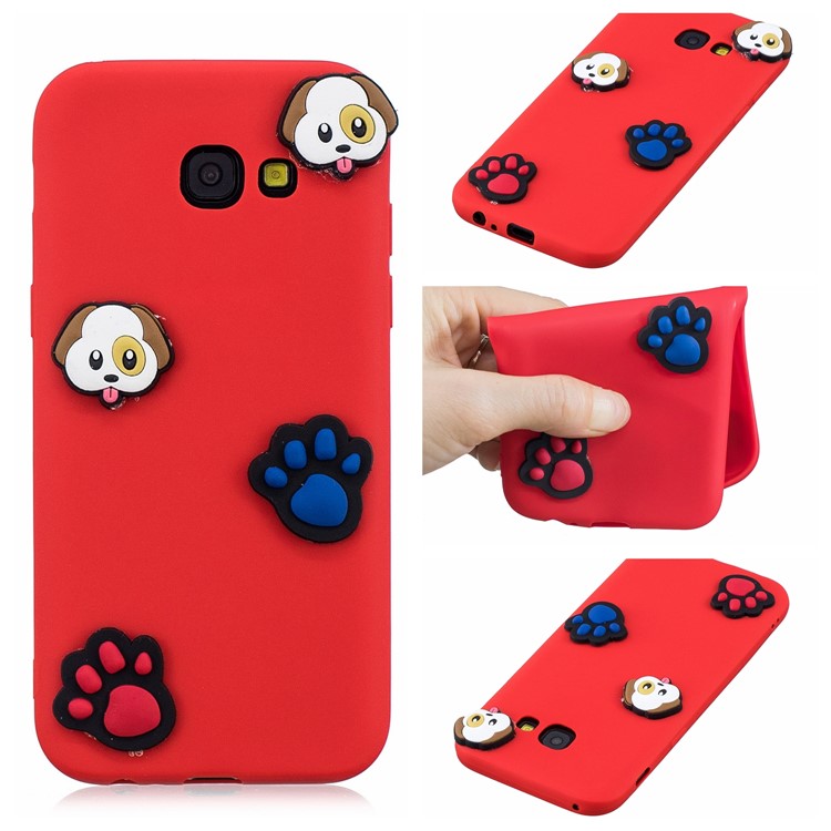 

3D Cartoon TPU Mobile Phone Shell for Samsung Galaxy A5 (2017) A520 - Red Case Dog Pattern