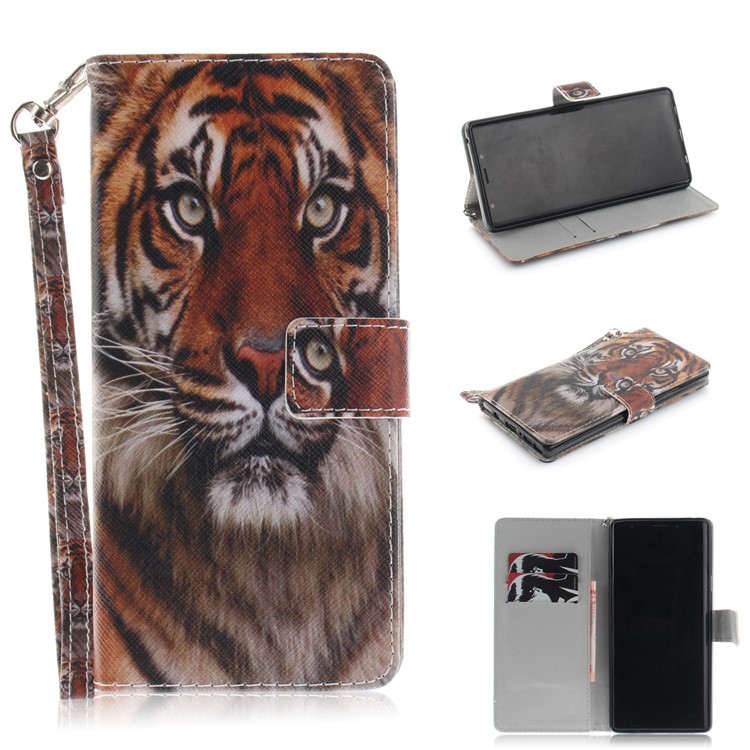 

Pattern Printing Wallet Leather Stand Shell for Samsung Galaxy Note9 N960 - Fierce Tiger