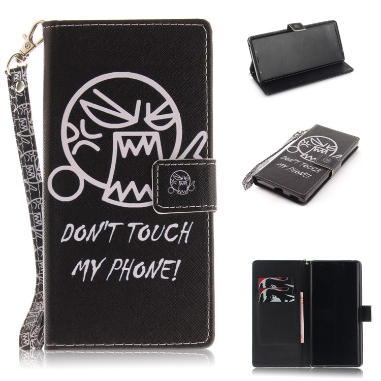 

Pattern Printing Stand Leather Wallet Case for Samsung Galaxy Note9 SM-N960 - White Do not Touch My Phone