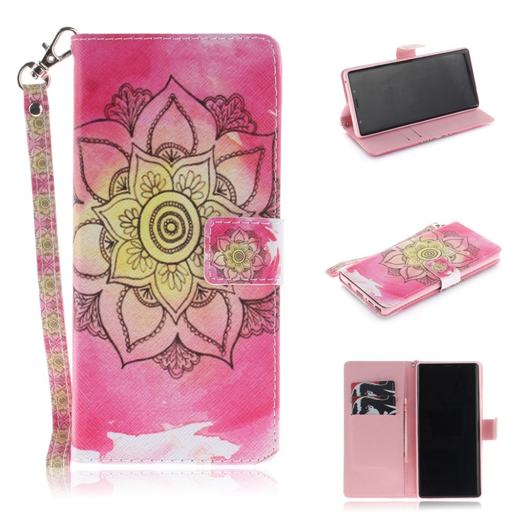 

Pattern Printing Magnetic Leather Stand Cover for Samsung Galaxy Note9 SM-N960 - Henna Lotus