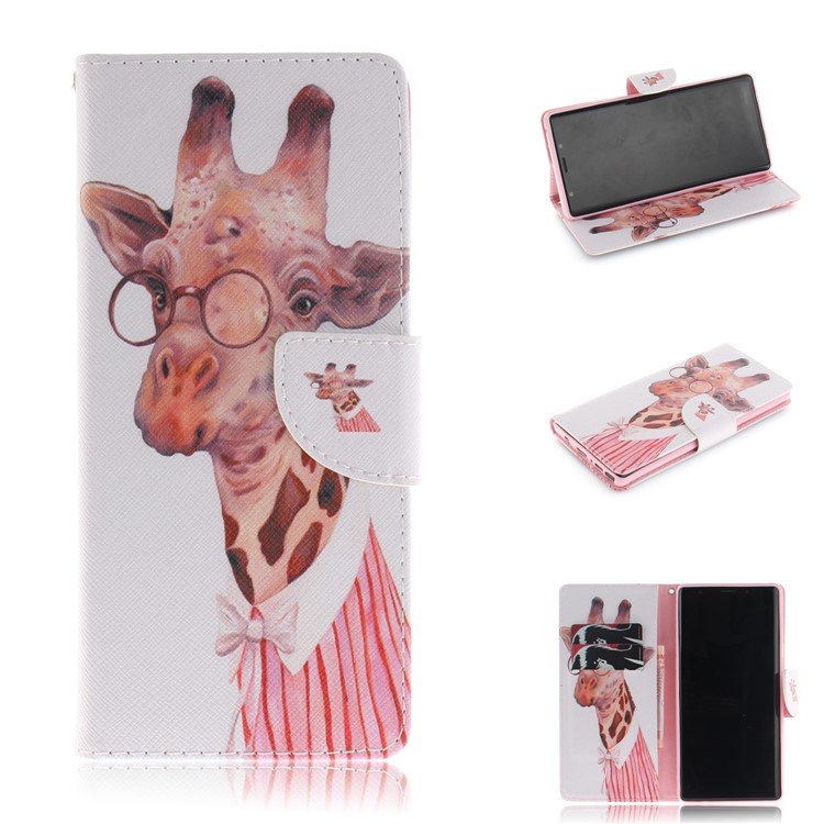 

Pattern Printing Wallet Stand Leather Shell Cover for Samsung Galaxy Note9 N960 - Cute Giraffe