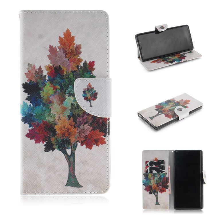 

For Samsung Galaxy Note9 N960 Pattern Printing Wallet Stand Leather Mobile Cover - Colorized Tree