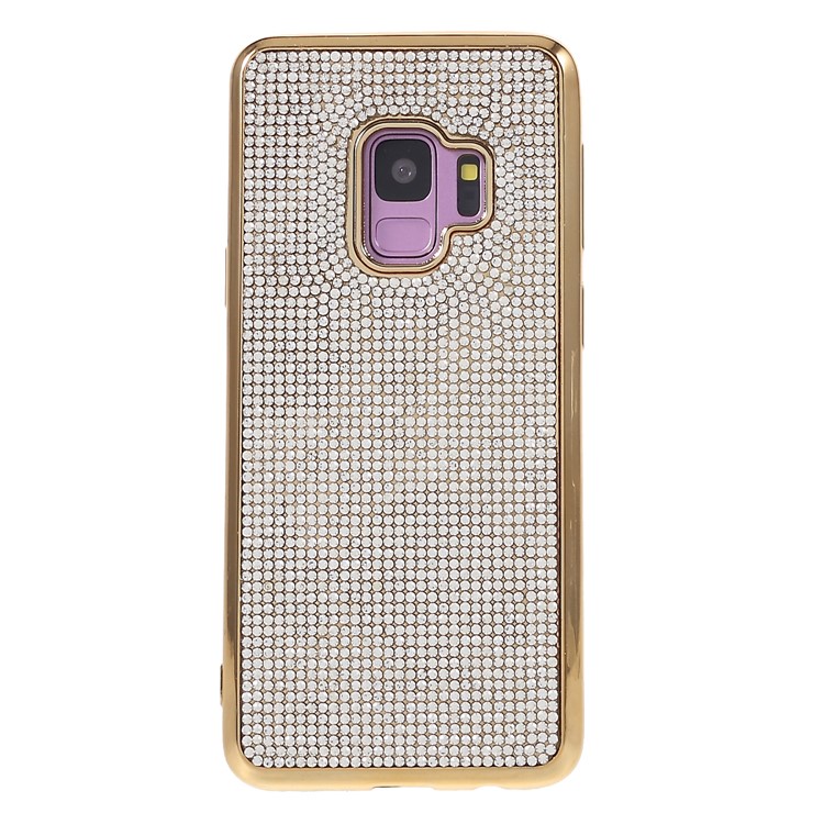 Фото #1: Rhinestone Decoration Electroplated TPU Cellphone Cover for Samsung Galaxy S9 G960 - Gold
