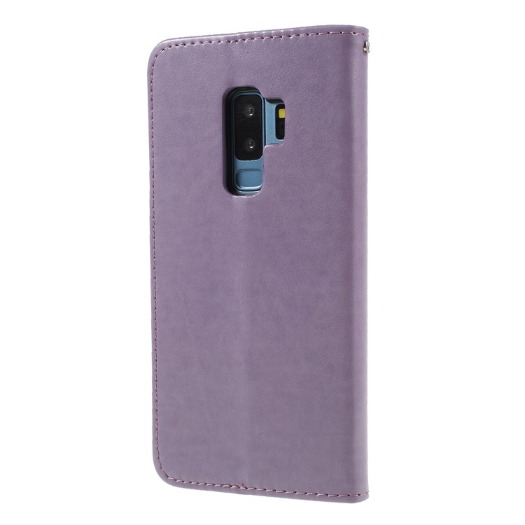 Imprint Cat E Fish Bone Carteira Pu Leather Case Acessório Para Samsung Galaxy S9 + G965 - Roxa-2