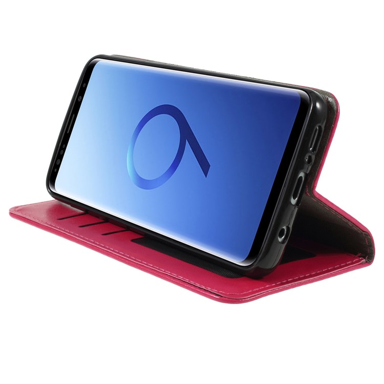 Impressão Cat E Fish Bone Wallet Stand Estojo De Couro Para Samsung Galaxy S9 G960 - Rosa-3
