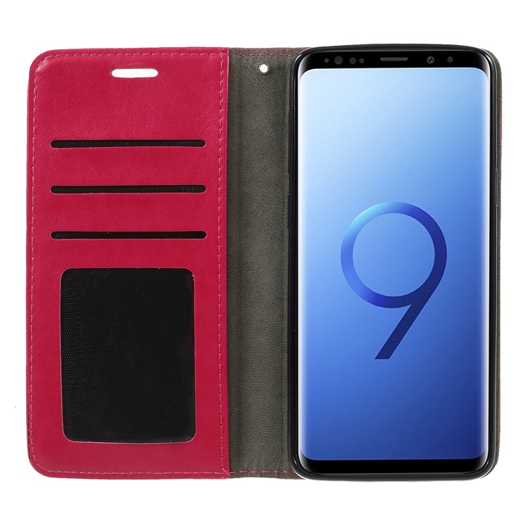 Impressão Cat E Fish Bone Wallet Stand Estojo De Couro Para Samsung Galaxy S9 G960 - Rosa-5