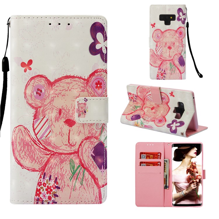 

Patterned Wallet Stand Leather Cellphone Case for Samsung Galaxy Note9 N960 - Cute Bear