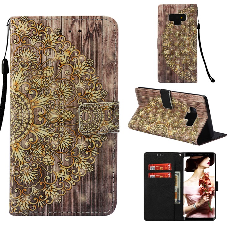 

Wallet Stand Patterned PU Leather Mobile Shell for Samsung Galaxy Note9 N960 - Unique Flower