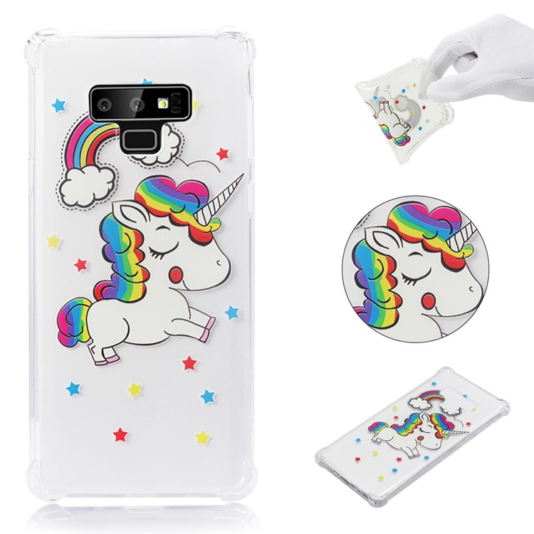 

Anti-drop Patterned Printing Soft TPU Cover for Samsung Galaxy Note9 N960 - Unicorn and Rainbow