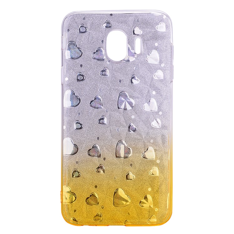 

Gradient Color Love Heart 3D Diamond Grain Soft TPU Phone Cover for Samsung Galaxy J4 (2018) - Gold