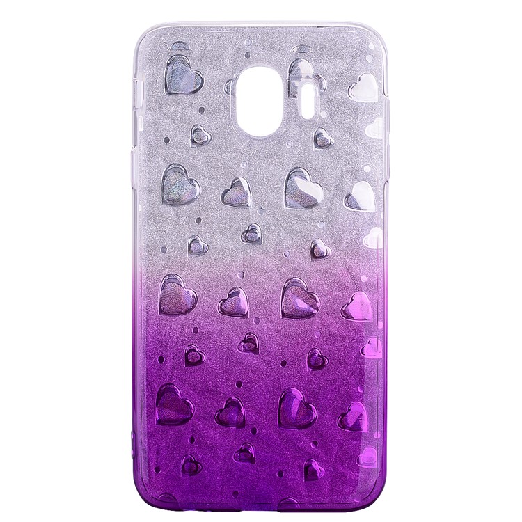 

Gradient Color Love Heart 3D Diamond Grain Soft TPU Phone Accessory Cover for Samsung Galaxy J4 (2018) - Light Purple