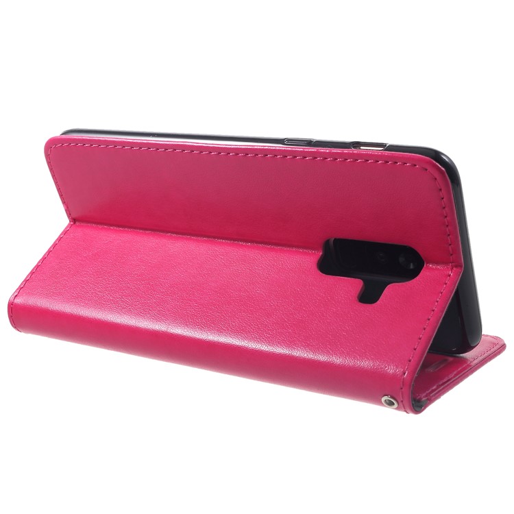 Impressão Cat E Fish Bone Wallet Stand Case Capa De Telefone De Couro Para Samsung Galaxy A6 Plus (2018) / A9 Star Lite - Rosa-5