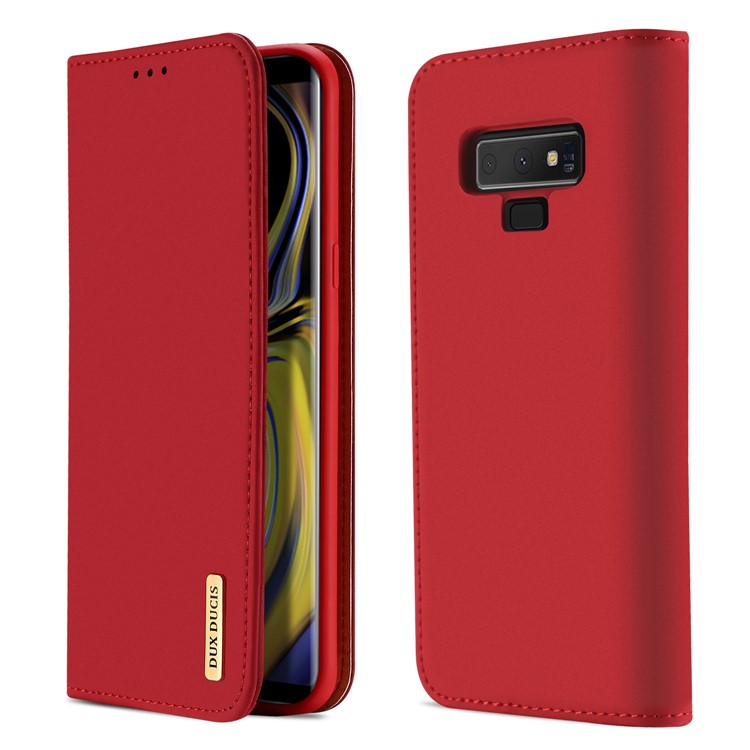 Серия желаний dux ducis для галактики samsung note9 n960 подставка из натуральной кожи с кошельком (cnas / cma) - красный