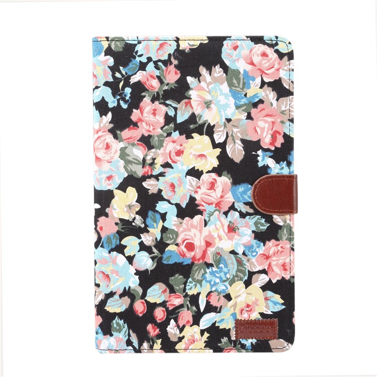 Flor Carteira De Pele De Pano PU Tablet Estojo De Couro Para Samsung Galaxy Tab A 10.5 (2018) T590 T595 - Preto-2