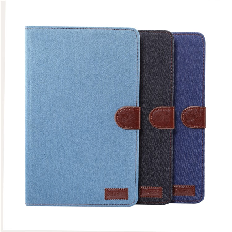 Jeans Cloth Texture Wallet Stand Leather Flip Case for Samsung Galaxy Tab A 10.5 (2018) T590 T595 - Black Blue-8