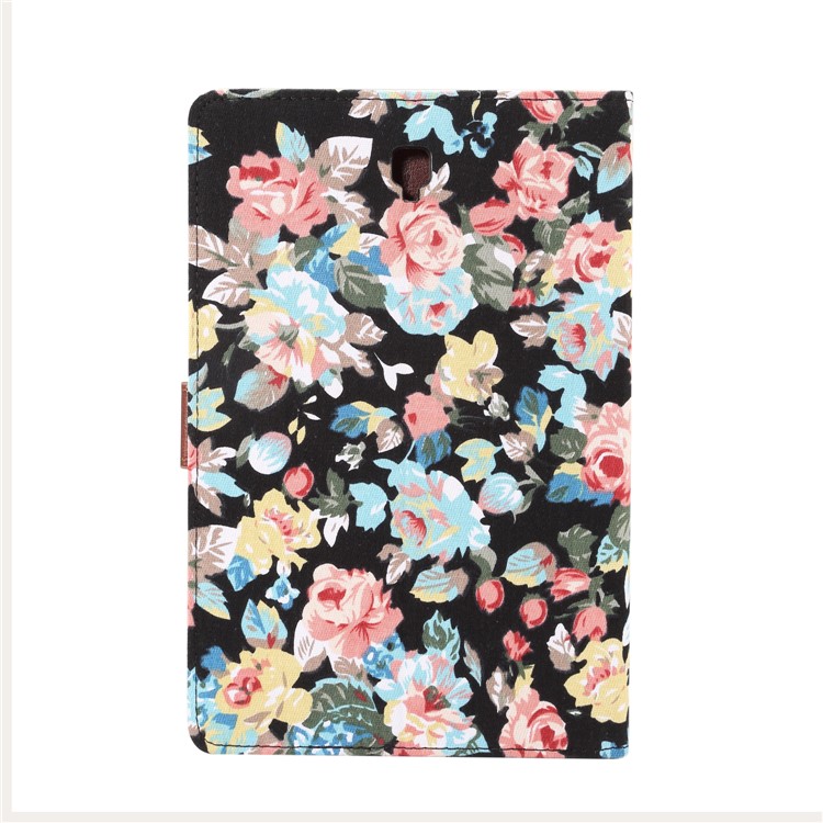Flower Cloth Skin PU Leather Stand Wallet Protector Case for Samsung Galaxy Tab S4 10.5 T830 - Black-3