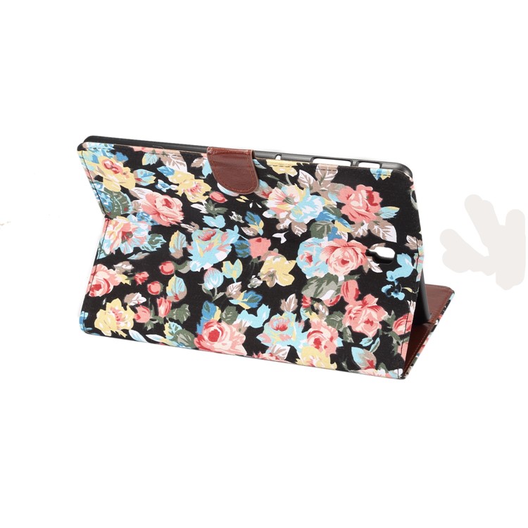Flower Cloth Skin PU Leather Stand Wallet Protector Case for Samsung Galaxy Tab S4 10.5 T830 - Black-4