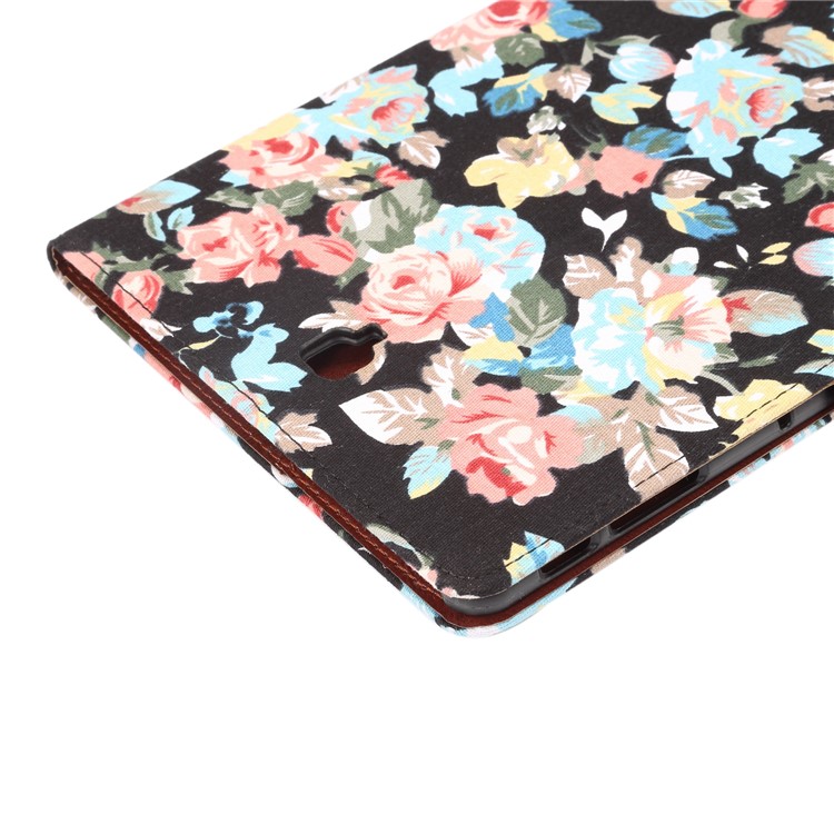 Flower Cloth Skin PU Leather Stand Wallet Protector Case for Samsung Galaxy Tab S4 10.5 T830 - Black-6