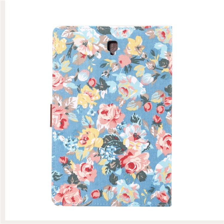 Flor De La Tela De La PU De La PU Billetera De La Tableta De Cuero Con Soporte Para Samsung Galaxy Tab S4 10.5 T830 - Azul-3