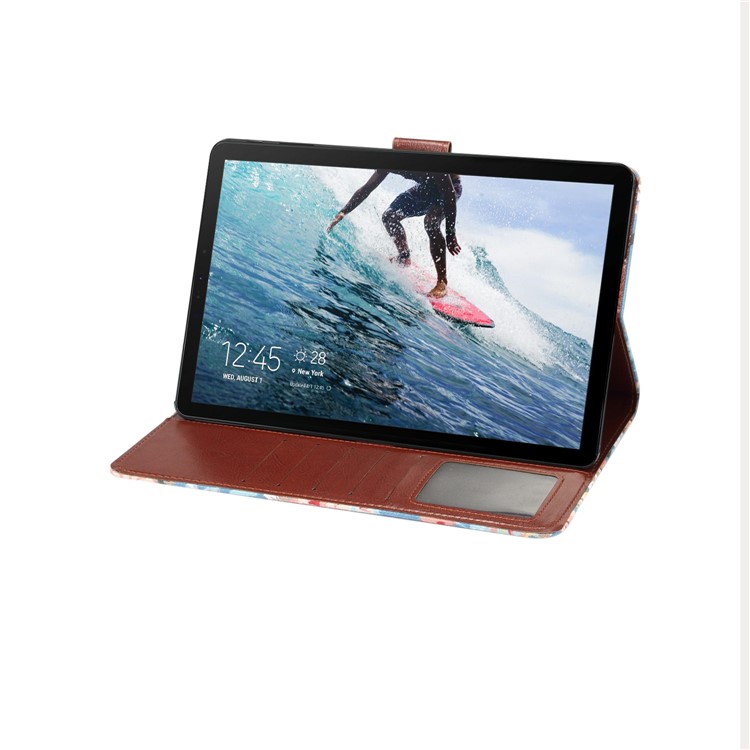 Flor De La Tela De La PU De La PU Billetera De La Tableta De Cuero Con Soporte Para Samsung Galaxy Tab S4 10.5 T830 - Azul-5