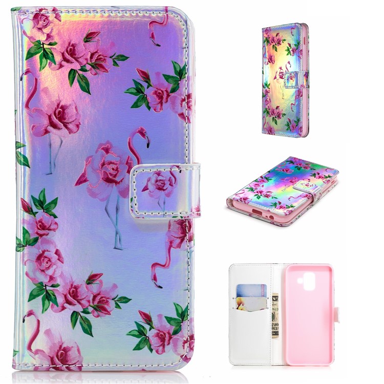 

Laser Carving Embossment Leather Wallet Case for Samsung Galaxy A6 (2018) - Flamingo, Galaxy A6 (2018)