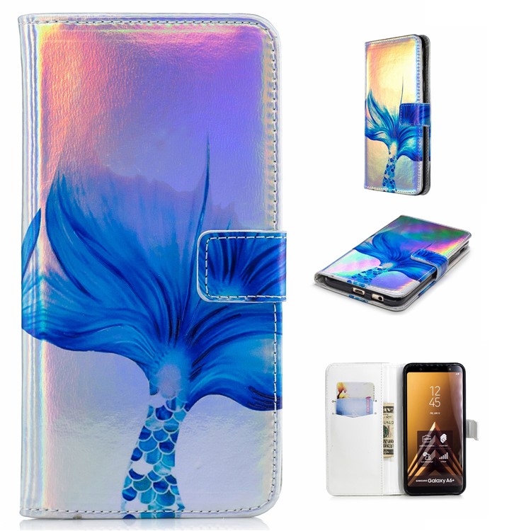 

Лазерная Высечка Тиснением Кошелек Кожаная Подставка Для Галактики Samsung A6 + (2018) / A9 Star Lite - Рыбий Хвост, Galaxy A6+ (2018)