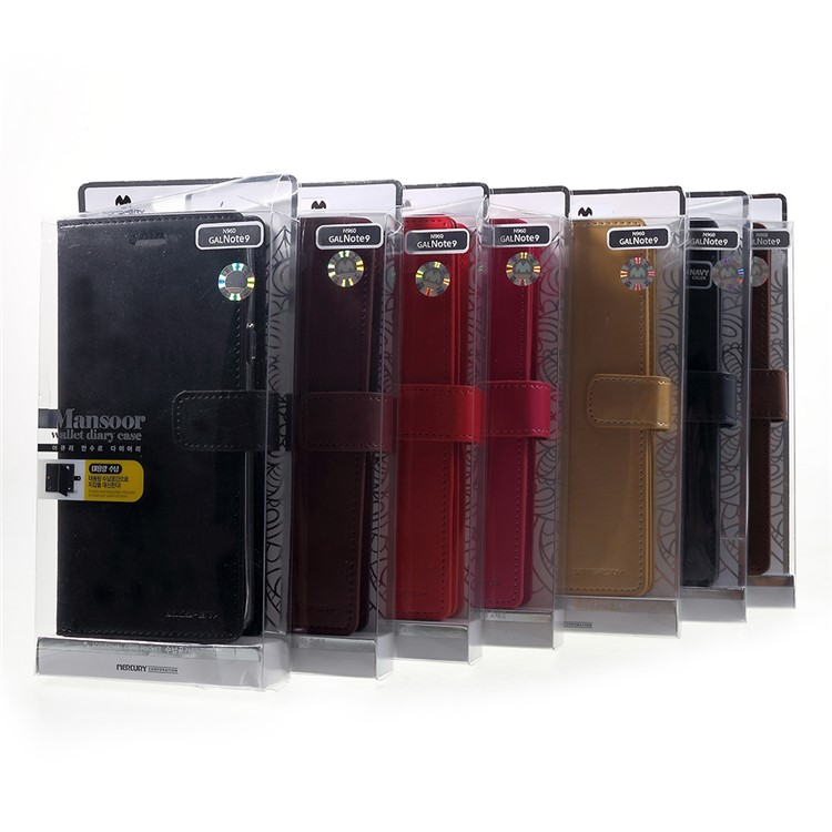 MERCURY GOOSPERY Mansoor Carteira Diário Estojo De Couro Para Samsung Galaxy Note9 N960 - Preto-11