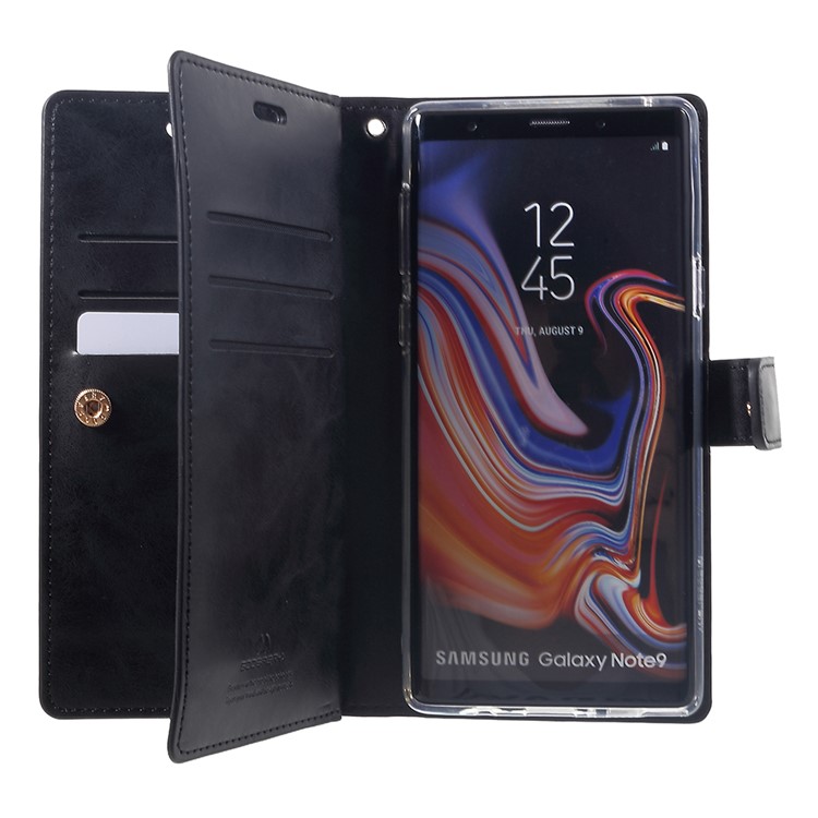 MERCURY GOOSPERY Mansoor Carteira Diário Estojo De Couro Para Samsung Galaxy Note9 N960 - Preto-5