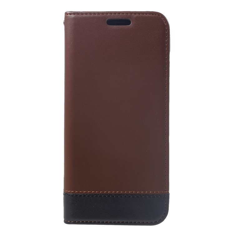 

Two-tone Split Leather Phone Case Cover Stand Card Holder Shell for Samsung Galaxy S8 SM-G950 - Coffee