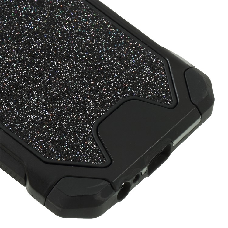 3-in-1 Glittery Powder Texture TPU + PC Hybrid Cover for Samsung Galaxy A6 (2018) - Black-5