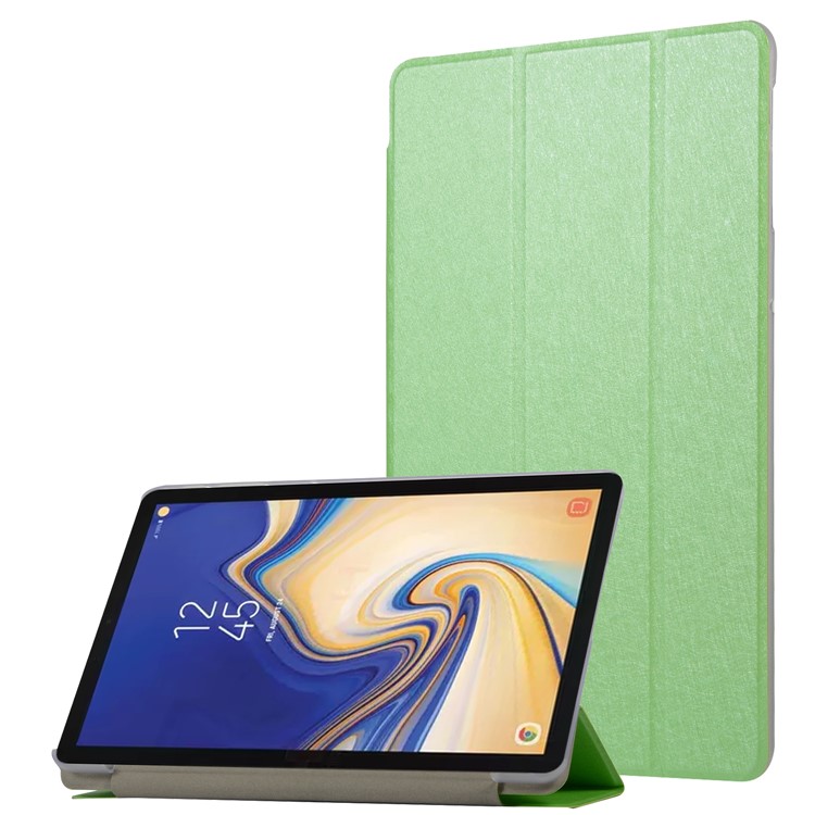 

Шелк Текстура Три Раза Стойка Кожаный Умный Чехол Протектор Для Samsung Galaxy Tab S4 10,5 T830 / T835 - Зеленый, Galaxy Tab S4 10.5