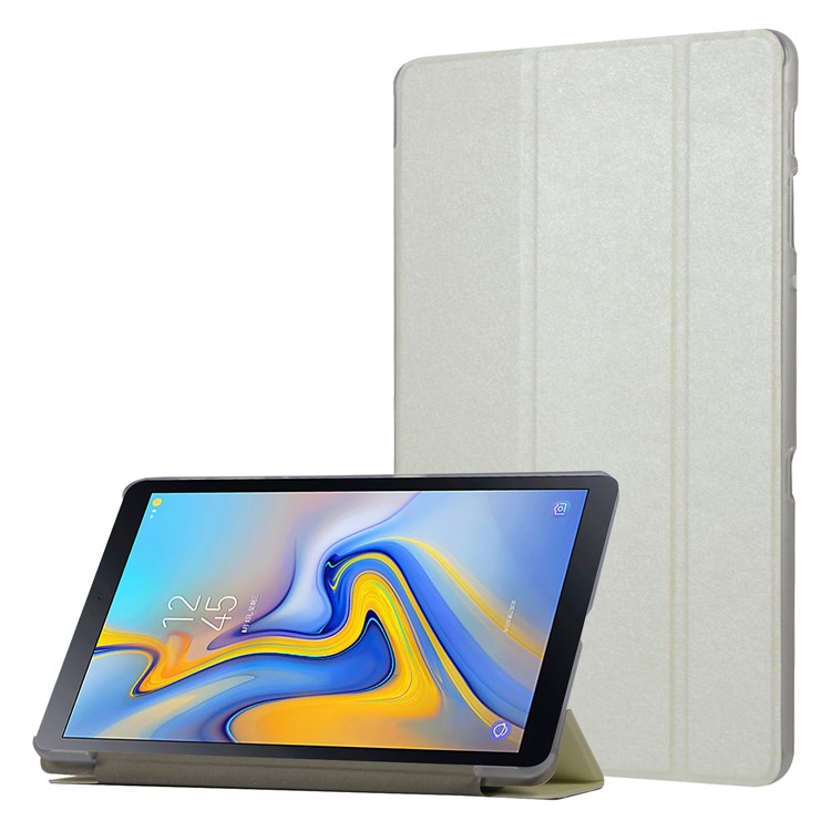 

Silk Texture Tri-fold Stand Smart Leather Cover for Samsung Galaxy Tab A 10.5 (2018) T590 T595 - White, Galaxy Tab A 10.5 (2018) T590 T595