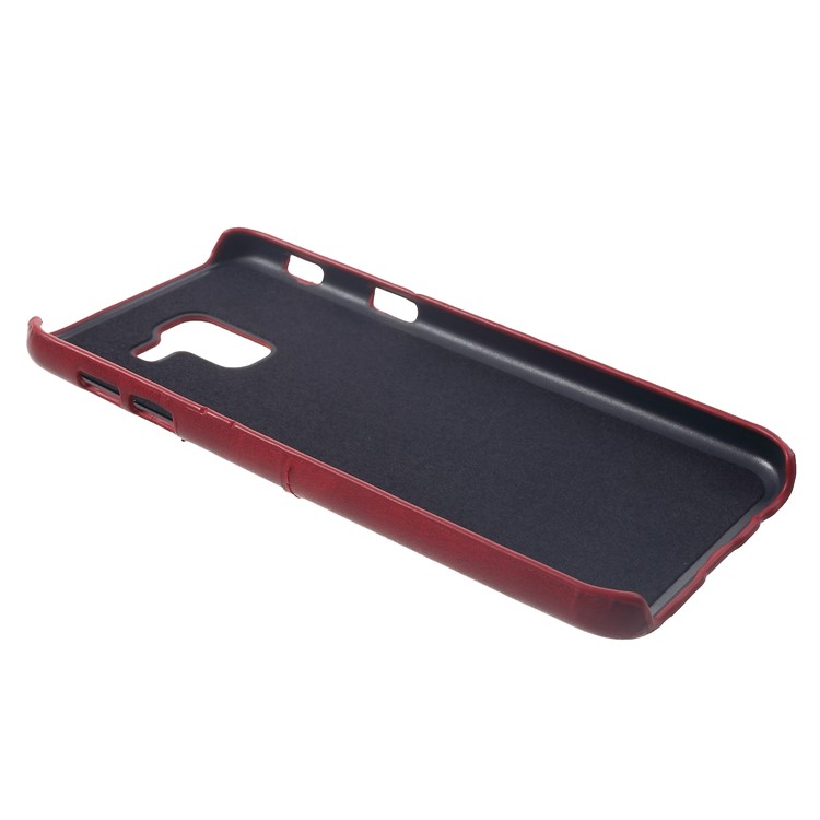 PU Leather Coated PC Hard Case with 2 Card Slots for Samsung Galaxy J6 (2018) - Red-4