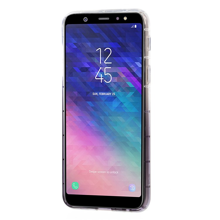 Gradient Color 3D Diamond Grain Drop-proof TPU Case with Dazzling Paper for Samsung Galaxy A6+ (2018) / A9 Star Lite - Dark Purple-2