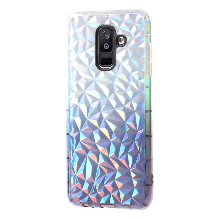 Gradient Color 3D Diamond Grain Drop-proof TPU Case with Dazzling Paper for Samsung Galaxy A6+ (2018) / A9 Star Lite - Dark Purple-3